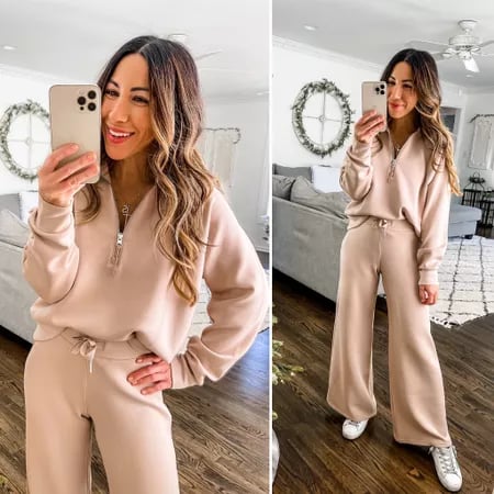 📦S-3XL🔥Femeie costum din două piese Set Casual cu mânecă lungă Sportswear Suit-5