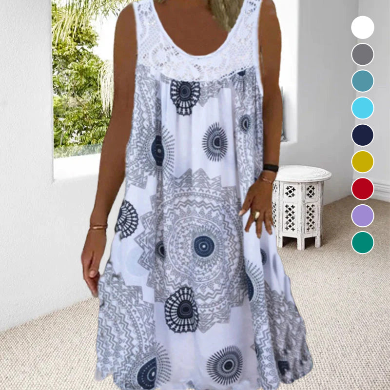 👗 【S-5XL】Femei de vară fără mâneci rochie imprimată de vară-2