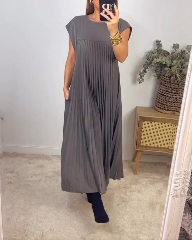 ✨💕【M-3XL】Rochie plisată pentru femei în culoare solidă👗-13