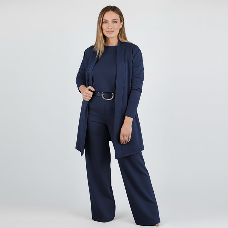 ⏳Ofertă specială limitată⏰Set elegant din 3 piese, incluzând cardigan lung, top și pantaloni💞-3
