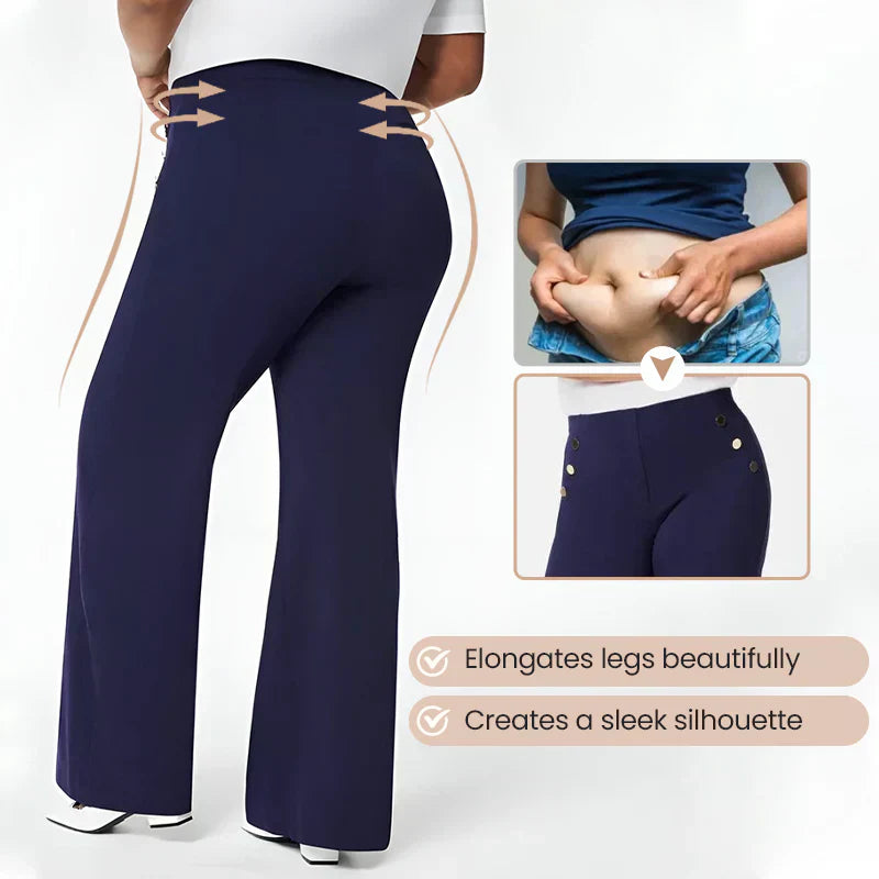 👖Trei lungimi disponibile🔥Pantaloni largi cu nasturi, cu talie elastică și efect de modelare a abdomenului-3