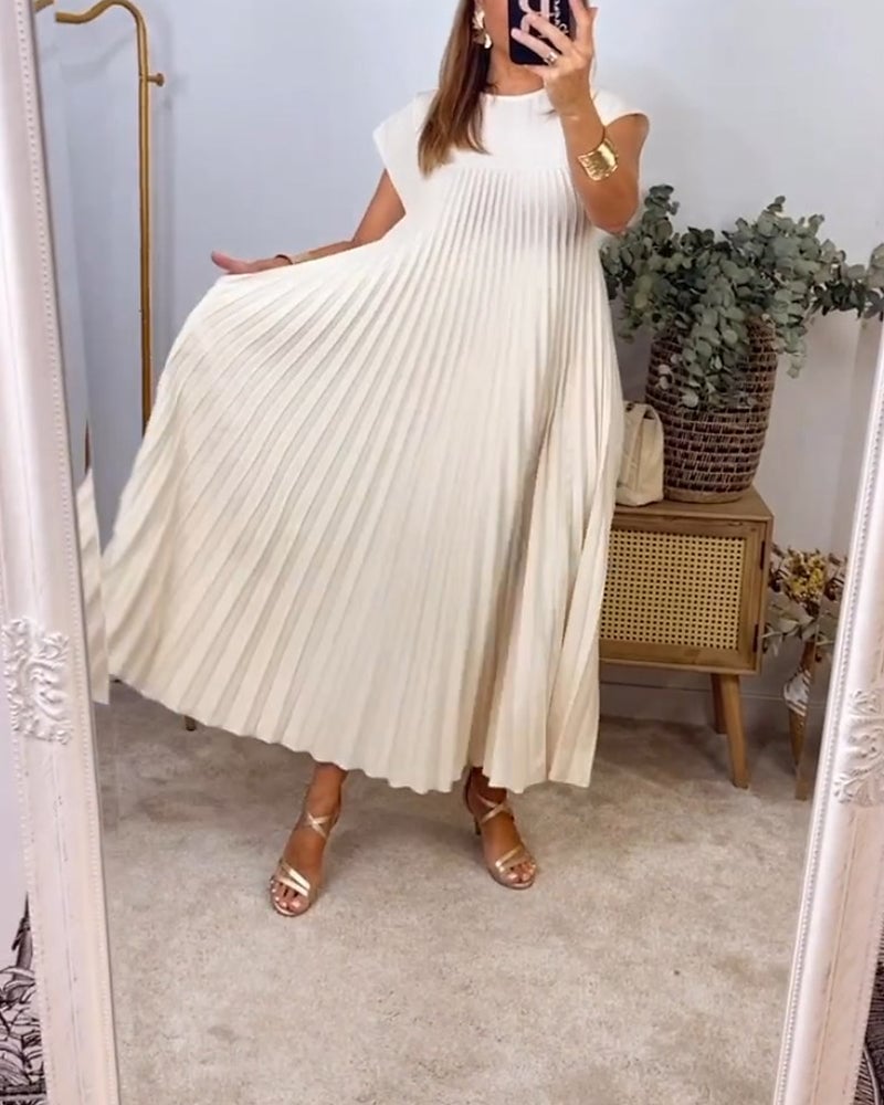 ✨💕【M-3XL】Rochie plisată pentru femei în culoare solidă👗-10