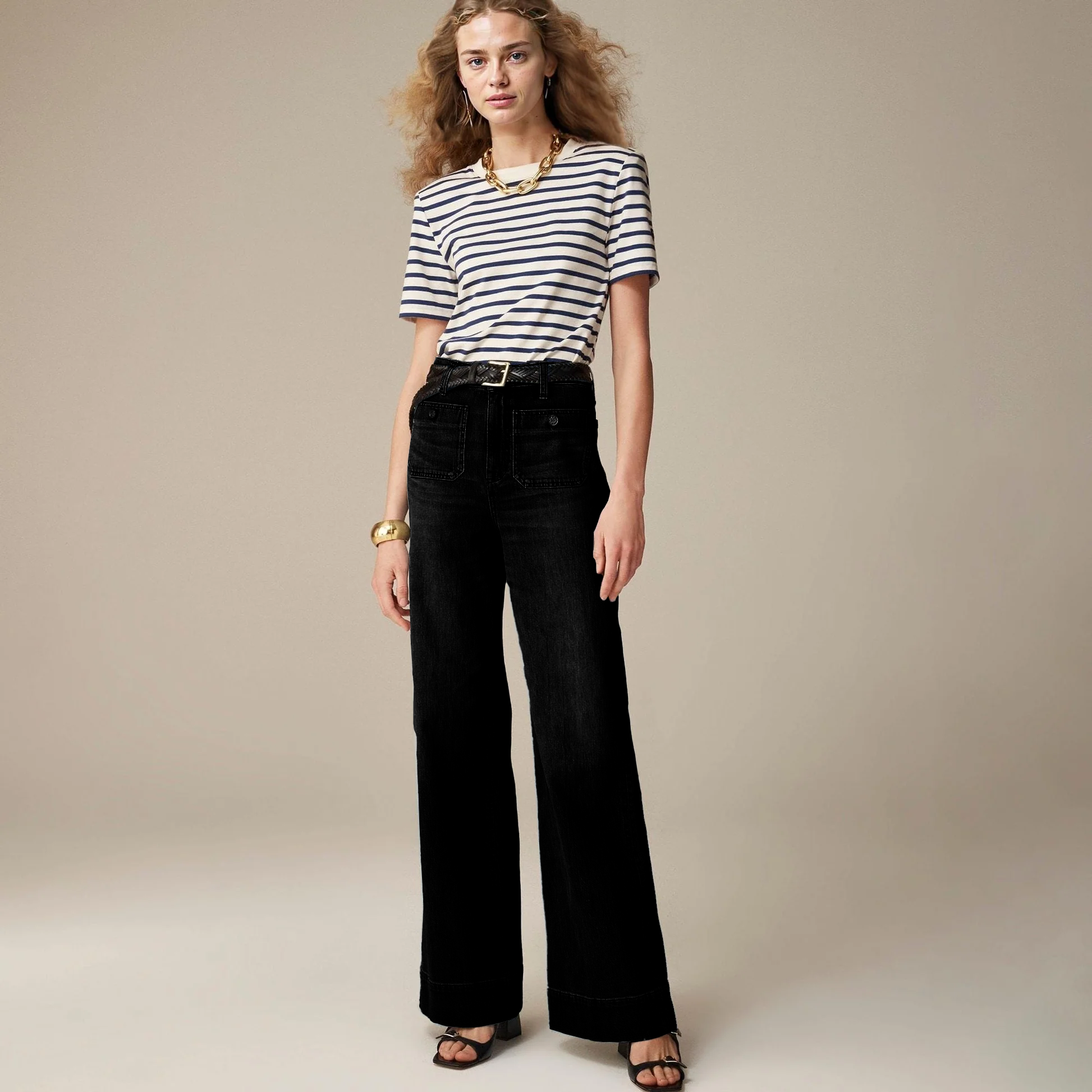 🔥50% REDUCERE⏰👖Pantaloni largi în stil marinar, cu efect de modelare a taliei-10