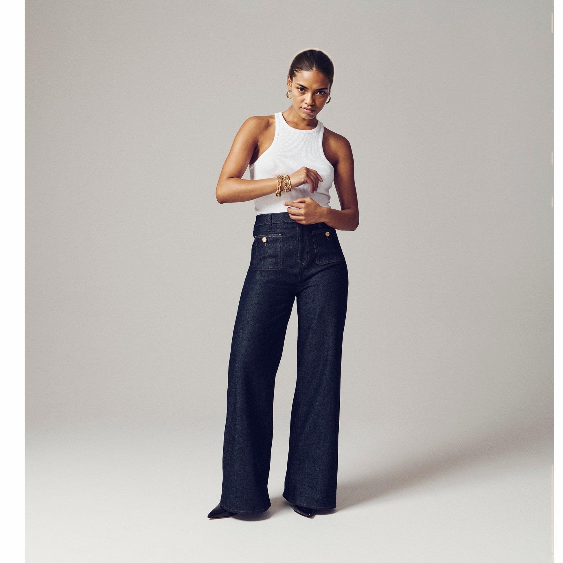 🔥50% REDUCERE⏰👖Pantaloni largi în stil marinar, cu efect de modelare a taliei-7