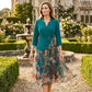 Rochie elegantă din material sintetic, în două piese, cu imprimeu de frunze✨ Eleganță naturală, oricând, oriunde ✨-3