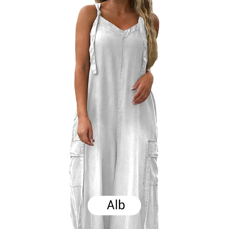 💖Salopetă Largă pentru Femei, cu Pantaloni Evazați și Buzunare🌹-10