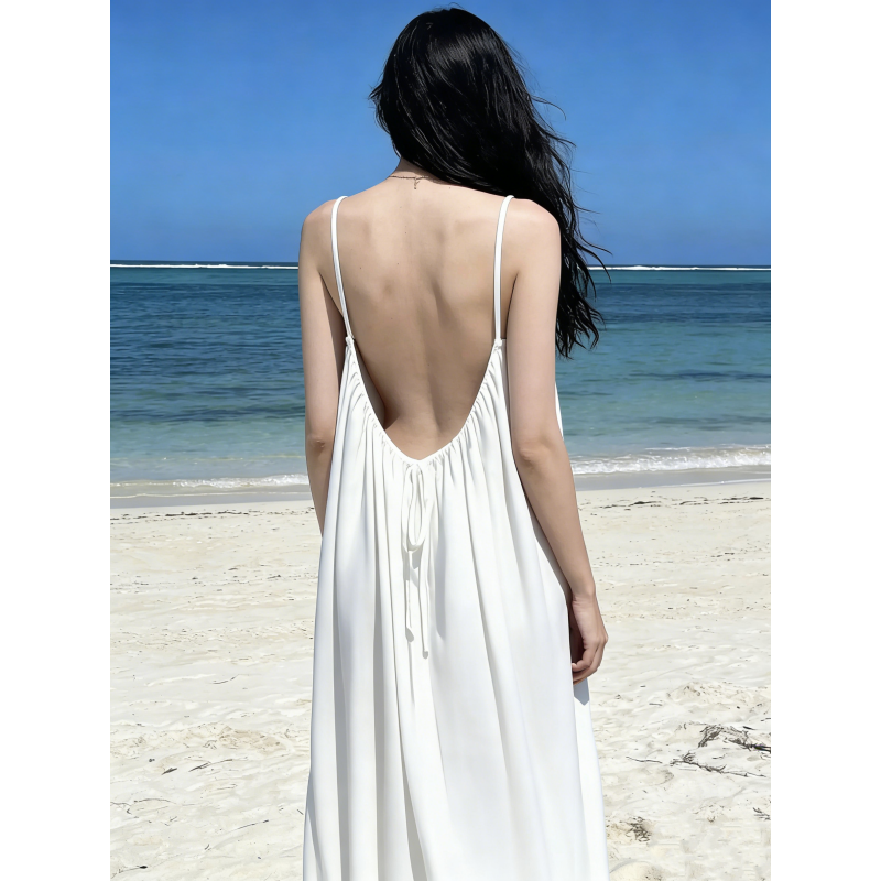 💃ULTIMA ZI CU 50% REDUCERE!!✨Rochie fără spate, în culori uni, pentru femei💕-1