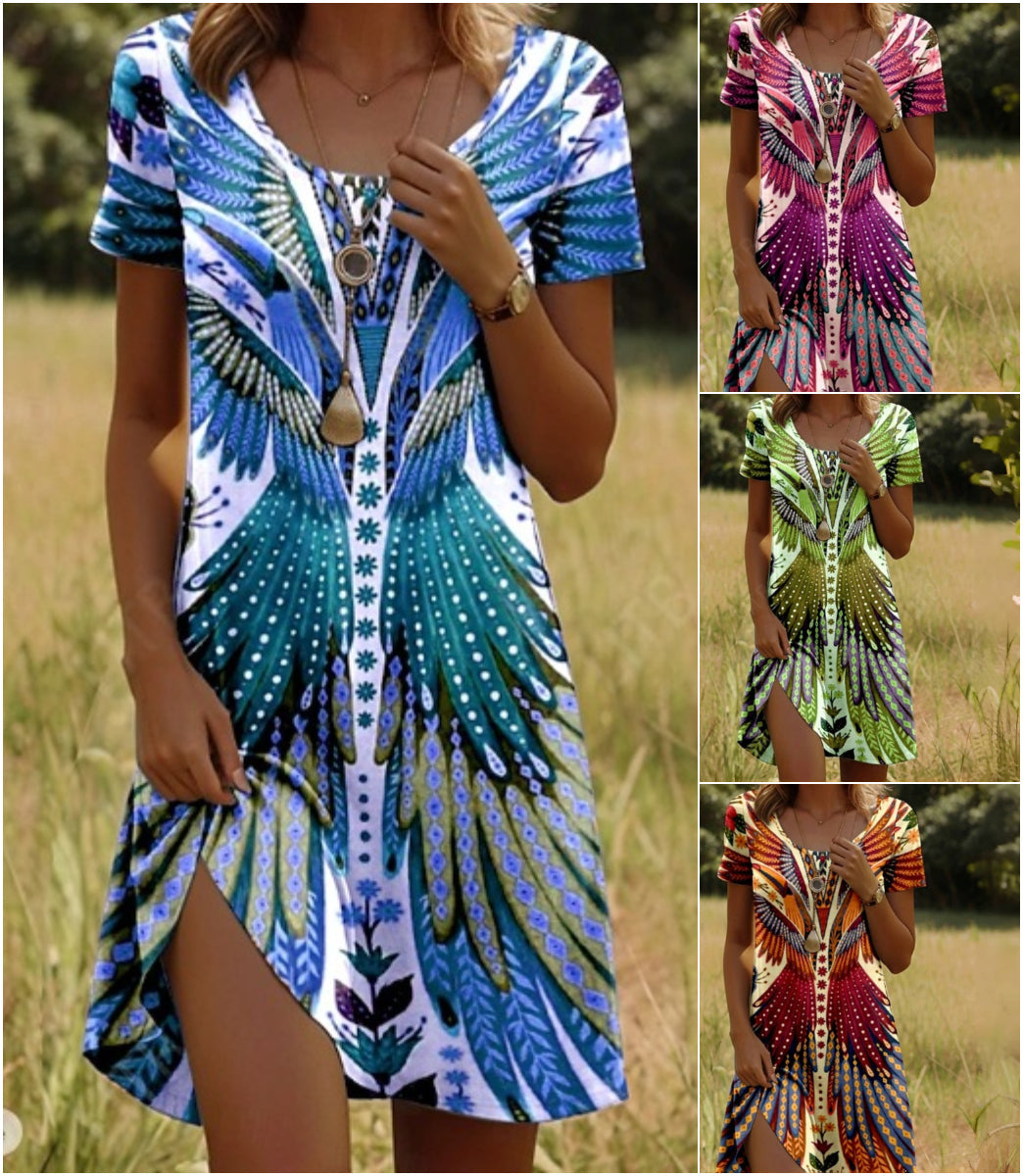 Rochie vintage cu mânecă scurtă pentru femei