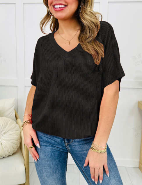 💥 Modele cele mai vândute cu 40% REDUCERE!!👕Tricou de vară cu decolteu în V pentru femei🌟-11