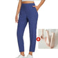 Pantaloni cu talie înaltă și buzunare cu fermoar – model care modelează abdomenul și material elastic, respirabil
