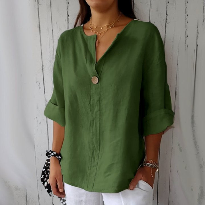 🎉Oferta specială pentru clienții noi și vechi🎁 50% reducere👕⭐ Top confortabil pentru femei, din in/ bumbac, cu decolteu bombat🍃💥-7