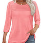 😻👕Tricou casual pentru femei, cu mâneci 3/4 și detalii plisate🌿-15