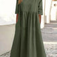 【S-5XL】👗Rochie din bumbac cu decolteu rotund și buzunare-6
