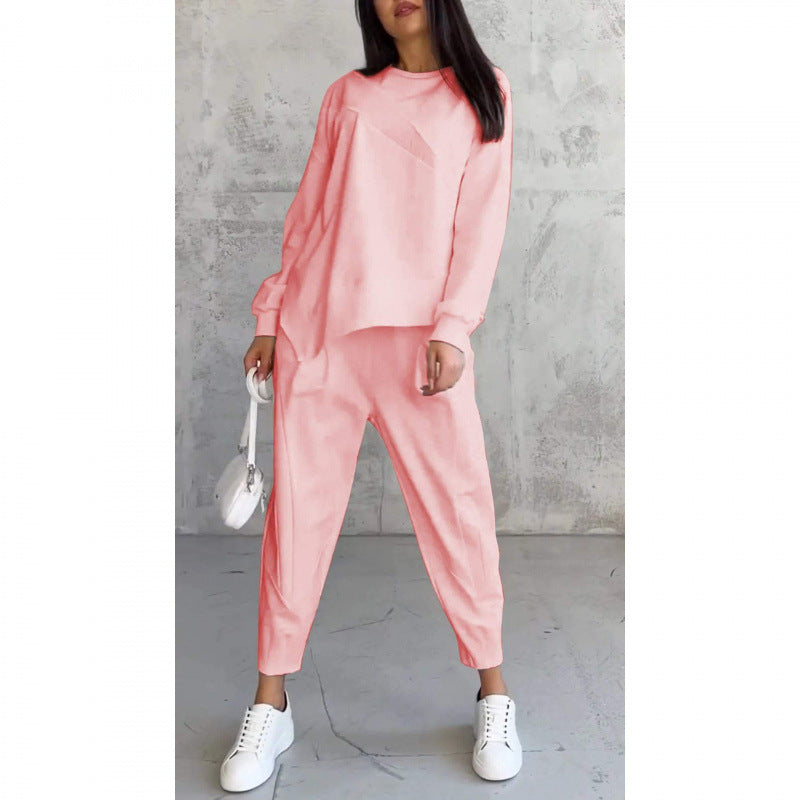 ⏰ Acum cu doar 50% reducere!🔥Set de hanorace și pantaloni cu mâneci lungi și tiv neregulat pentru femei-20