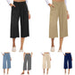 👖 Pantaloni capri din in pentru femei, cu talie înaltă și croi larg🌸