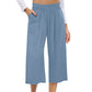 👖 Pantaloni capri din in pentru femei, cu talie înaltă și croi larg🌸