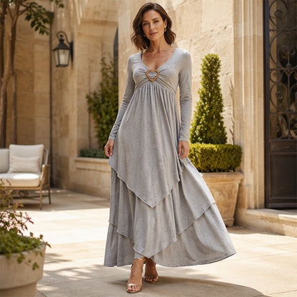 Bestseller🏆👗 Rochie midi cu etaje și accent inimă – croială A-line flatantă și material lejer pentru călătorii sau întâlniri