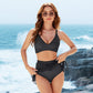 👙Set de bikini pentru femei, cu talie înaltă și decolteu în V