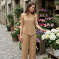 Set pentru femei compus din un top casual fără mâneci și pantaloni cu croi larg