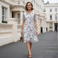 O rochie elegantă pentru femei din șifon, cu imprimeu floral
