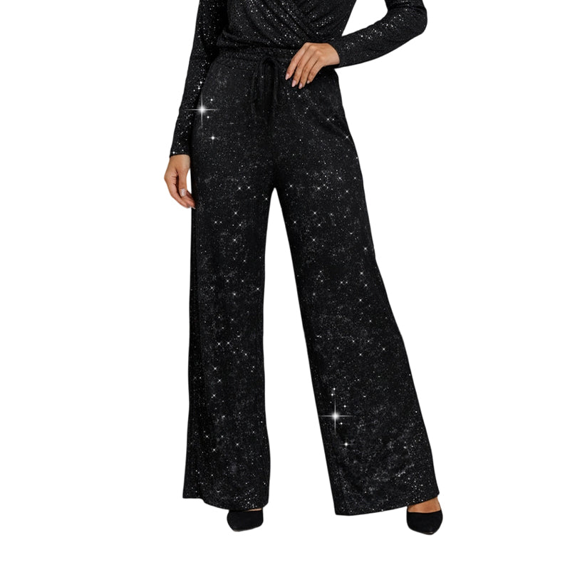 📢📢50 % OFF !!🎅Women's Sequin Sparkle Wide Leg Pants with Elastic Waistband-8