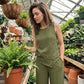 Set pentru femei compus din un top casual fără mâneci și pantaloni cu croi larg