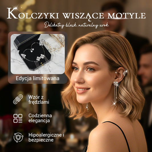 ✨Cercei cu zirconii în formă de fluture, cu franjuri | Cadoul perfect🎁