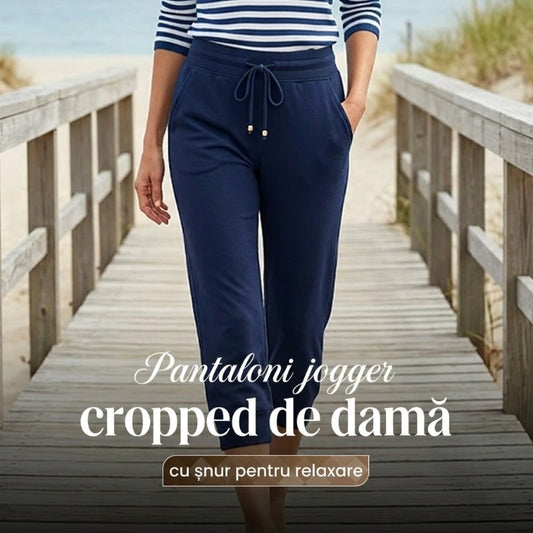 Pantaloni de trening cu talie înaltă, croială ajustată, șnur și buzunare