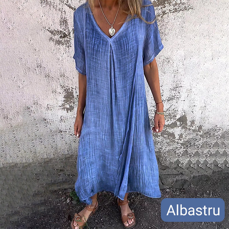 Rochie Maxi Lejeră cu Decupaj în V pentru Femei-8