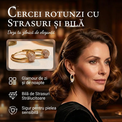 Cercei cu cerc auriu și biluțe mici