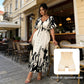 🌹🦋 Size (S-5XL)| Croială A (Ascunde Talia) | Rochie Midi Elegantă cu Decolteu în V și Imprimă Botanic Plus|✨-19