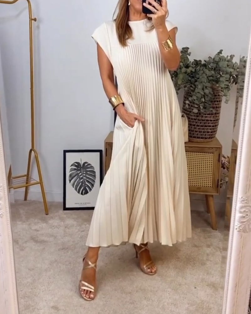 ✨💕【M-3XL】Rochie plisată pentru femei în culoare solidă👗-1
