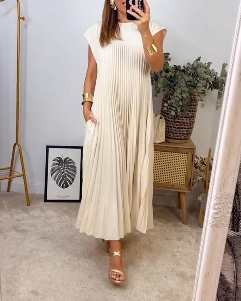 ✨💕【M-3XL】Rochie plisată pentru femei în culoare solidă👗-7