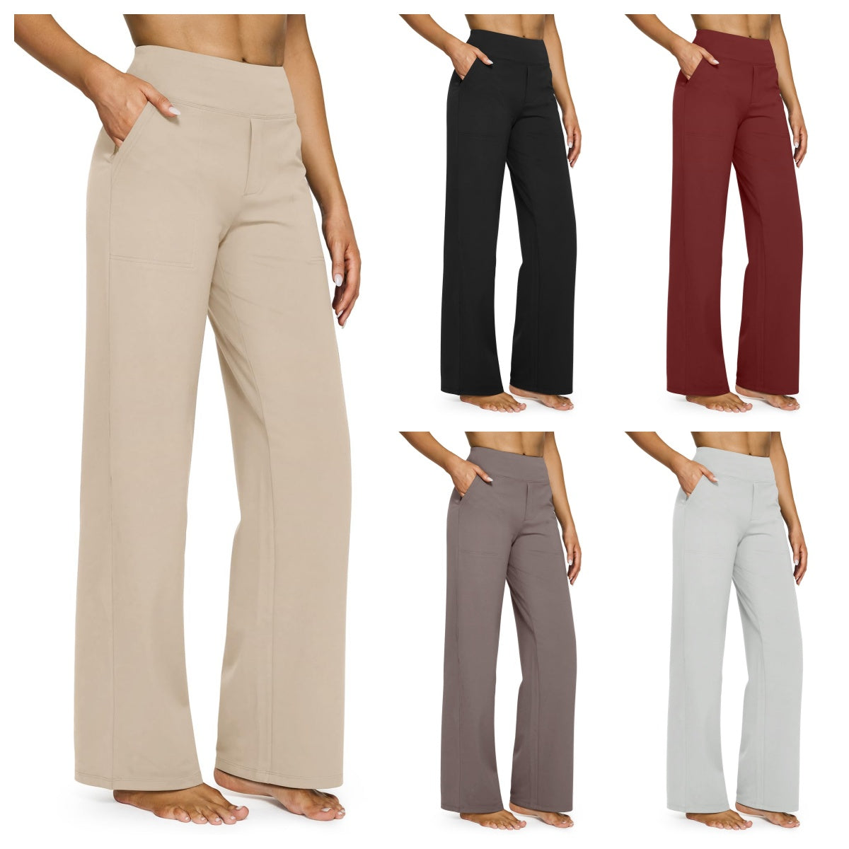 💖PROMOTIE DE ZIUA DE AZI - 50% REDUCERE 💖 Pantaloni largi casual pentru yoga, cu talie înaltă, pentru femei-1