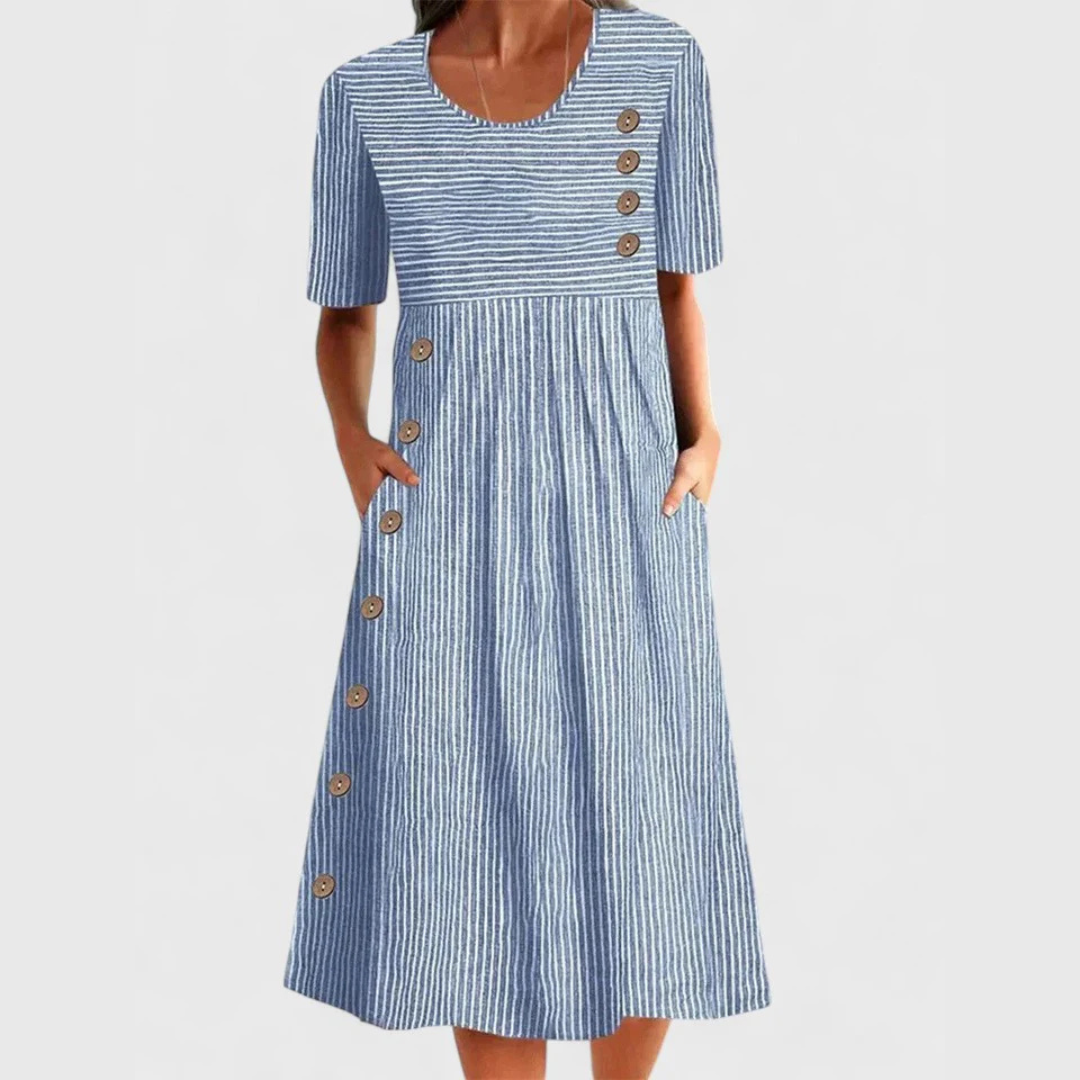 🎉🛍️Ofertă specială: 50% reducere💃Rochie midi cu dungi, un model atemporal-3
