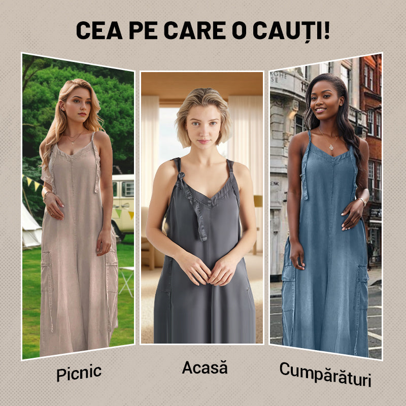 💖Salopetă Largă pentru Femei, cu Pantaloni Evazați și Buzunare🌹-1