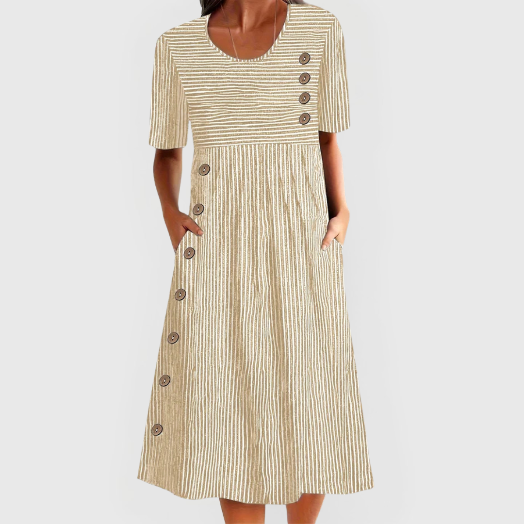 🎉🛍️Ofertă specială: 50% reducere💃Rochie midi cu dungi, un model atemporal-5