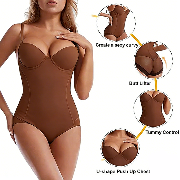 🔥Body modelator cu sutien | Talie ajustabilă, cu drapaj, pentru efect de slăbire✨-1