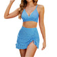 👙Set de bikini pentru femei, cu talie înaltă și decolteu în V