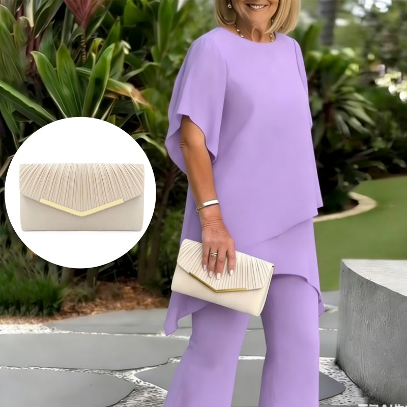 💝Moda de vara Chiffon doamnelor Plus Dimensiune două piese Set-24