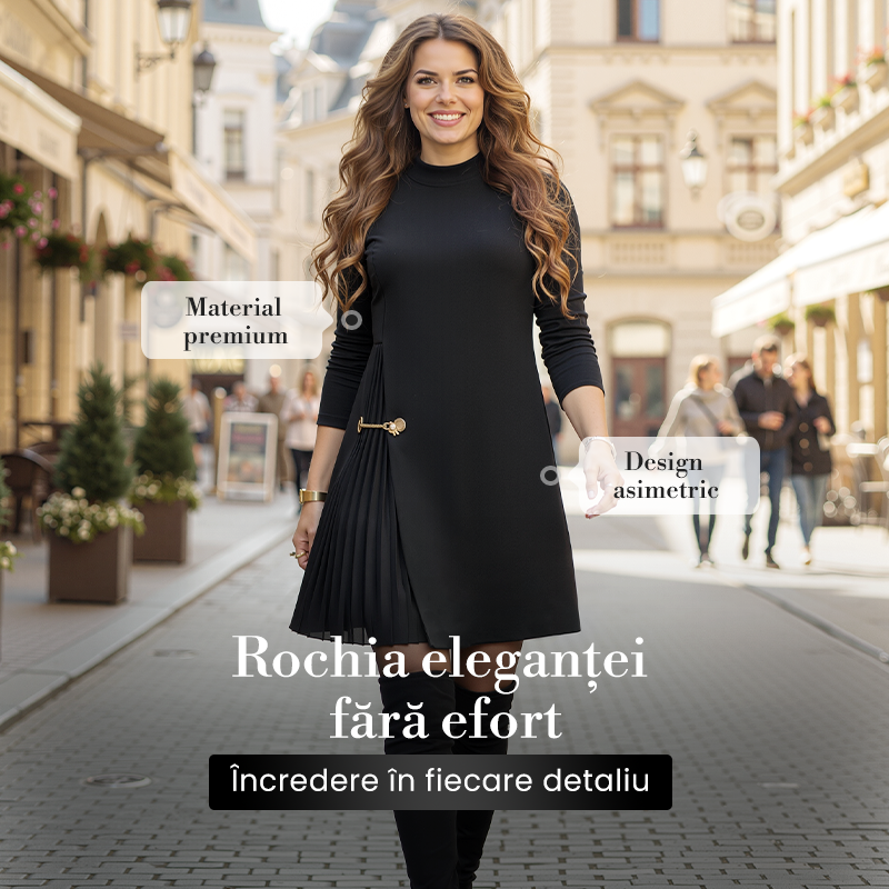 💝Reduceri de Anul Nou 50% OFF💝Rochie elegantă cu mâneci lungi și pliuri