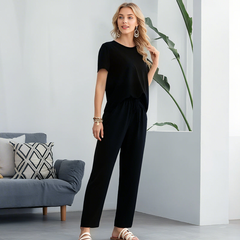 🌸Nou sosit 50% reducere💖 Set de bluză și pantaloni casual pentru femei-4