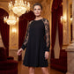 👗Rochie din dantelă cu mâneci lungi și decolteu rotund💖-3