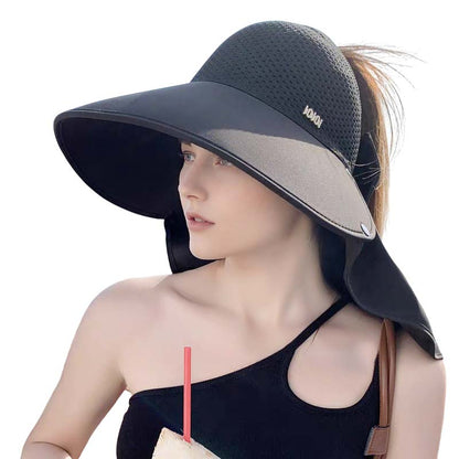 👒 Pălărie cu boruri largi pentru protecție solară + eșarfă – Cumpără una și primești una gratis! 😎