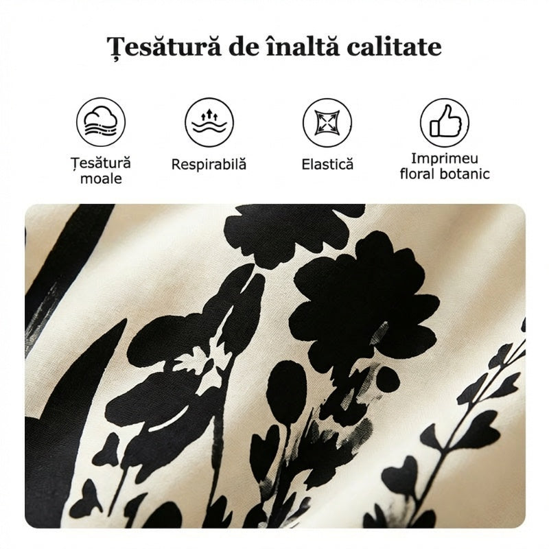 🌹🦋 Size (S-5XL)| Croială A (Ascunde Talia) | Rochie Midi Elegantă cu Decolteu în V și Imprimă Botanic Plus|✨-3