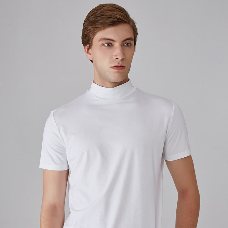 👕 🔝 Tricou slim cu guler ridicat pentru bărbați – Stil mulat, confortabil și modern 🎁-10