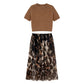 Set din două piese pentru femei: pulover și fustă leopard fluida-13