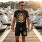 Set tricou și pantaloni scurți pentru bărbați, cu imprimeu Gold Crest