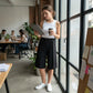Pantaloni culottes eleganți pentru femei, cu talie încrucișată și croi larg