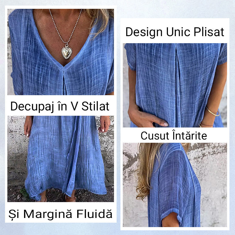 Rochie Maxi Lejeră cu Decupaj în V pentru Femei-3